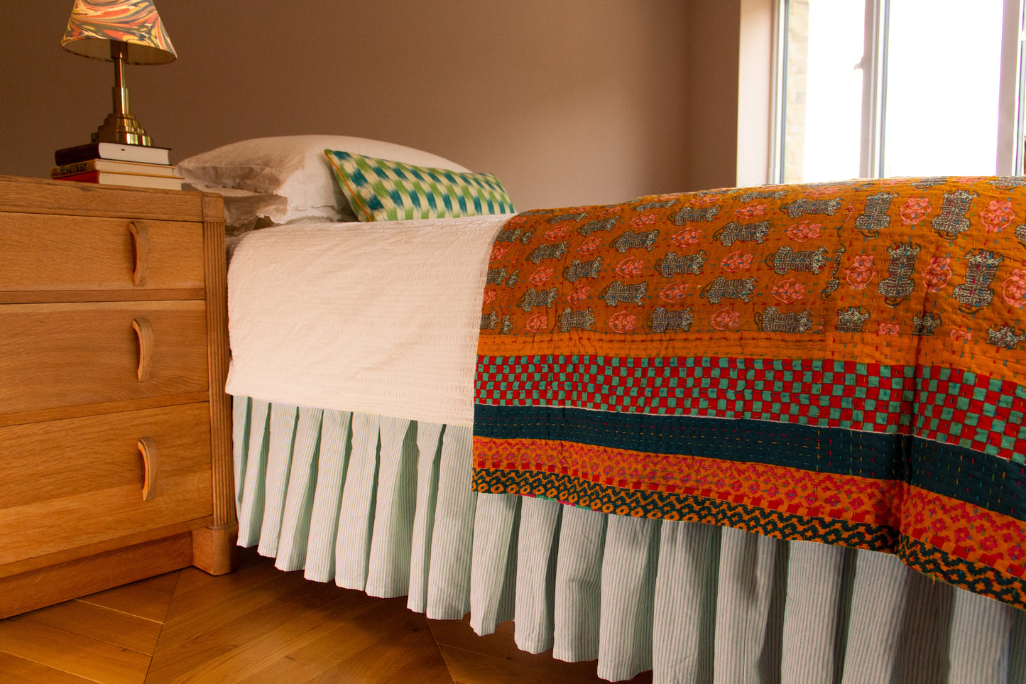 Spring Greens Stripe Bed Skrt